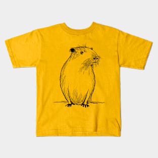 Cute Capybara ink sketch Kids T-Shirt